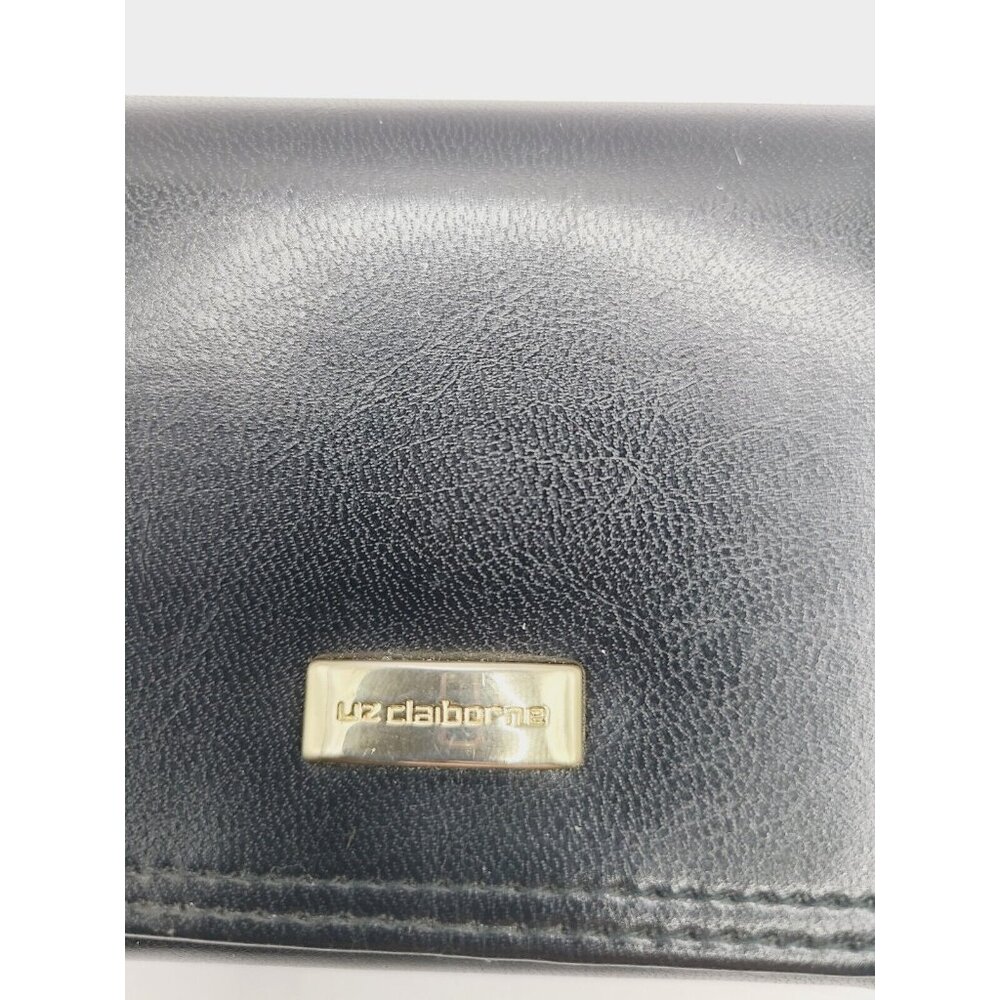 Liz Claiborne Wallet Black Women's Small Fold Out Faux Leather Kiss Lock - Picture 2 of 10